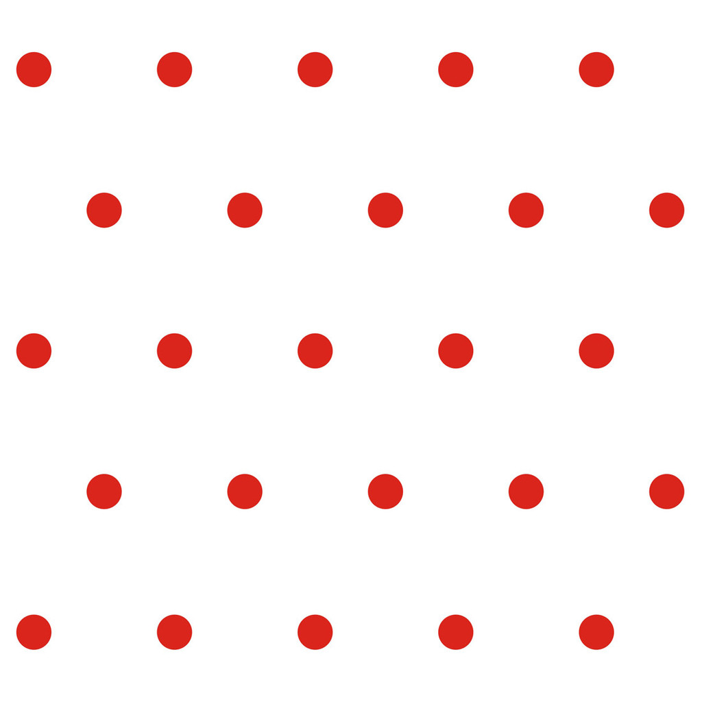 Bílá tapeta s červenými puntíky, tečkami 5 cm - Dekoori obrázek 1
