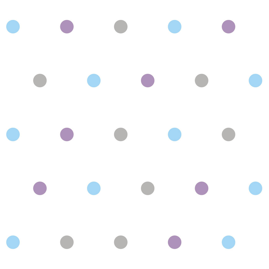 Barevná tapeta s šedými, modrými a fialovými puntíky, tečky 5 cm - Dekoori obrázek 1