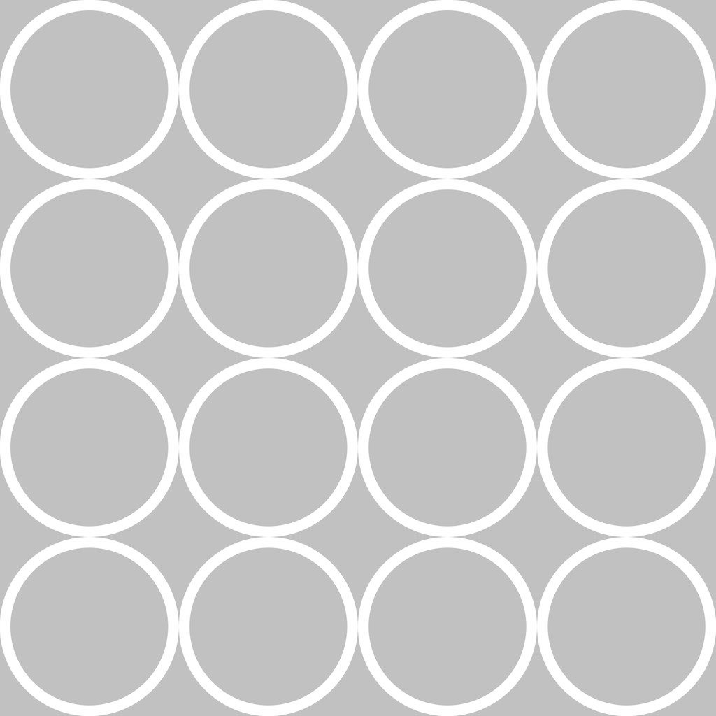 Šedá tapeta s bílými kružnicemi, kruhy, kolečka - Dekoori obrázek 1