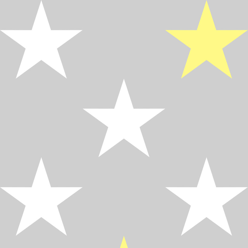 Šedá tapeta s hvězdami bílými a žlutými o rozměru 33 cm - Dekoori obrázek 1