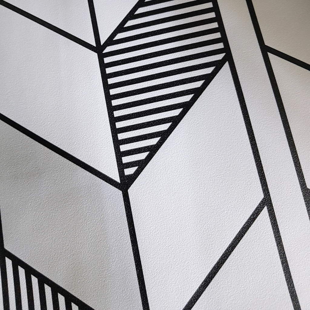 Bílo-černá tapeta se vzorem cik cak, abstraktní, designový obrys - Dekoori obrázek 3
