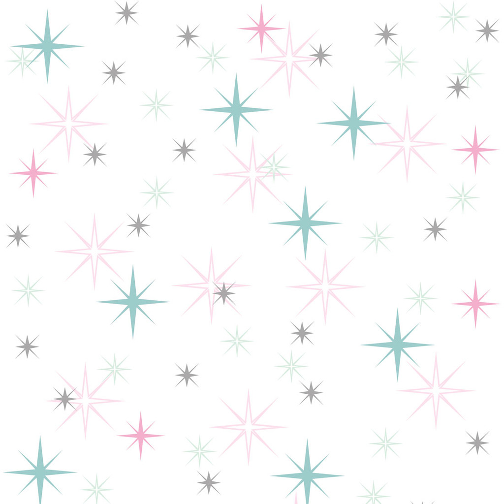 Tapeta bílo-mátovo-růžovo-šedá s míhajícími se hvězdami - Dekoori obrázek 1