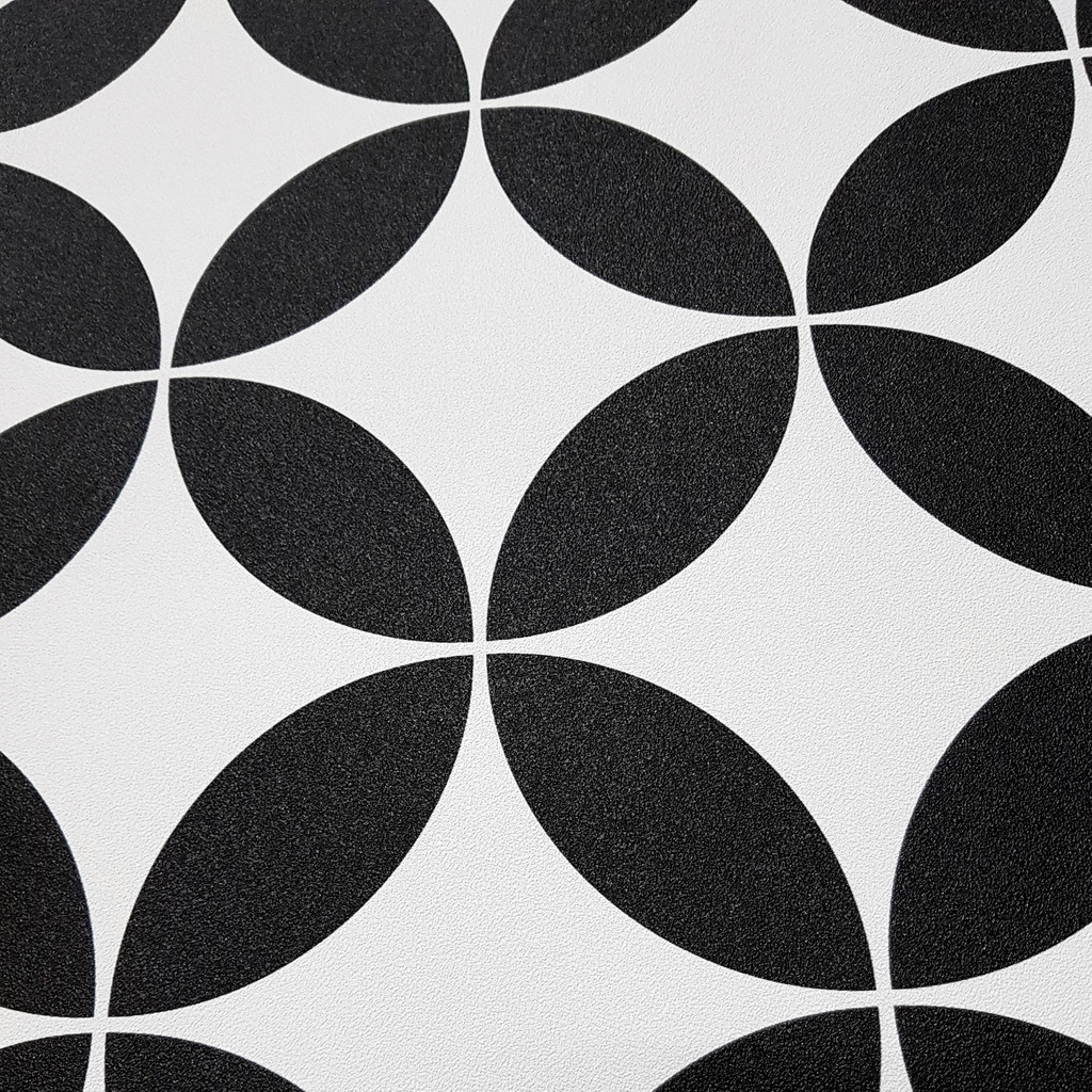 Černobílá tapeta s orientálním retro vzorem dlažby - Dekoori obrázek 4