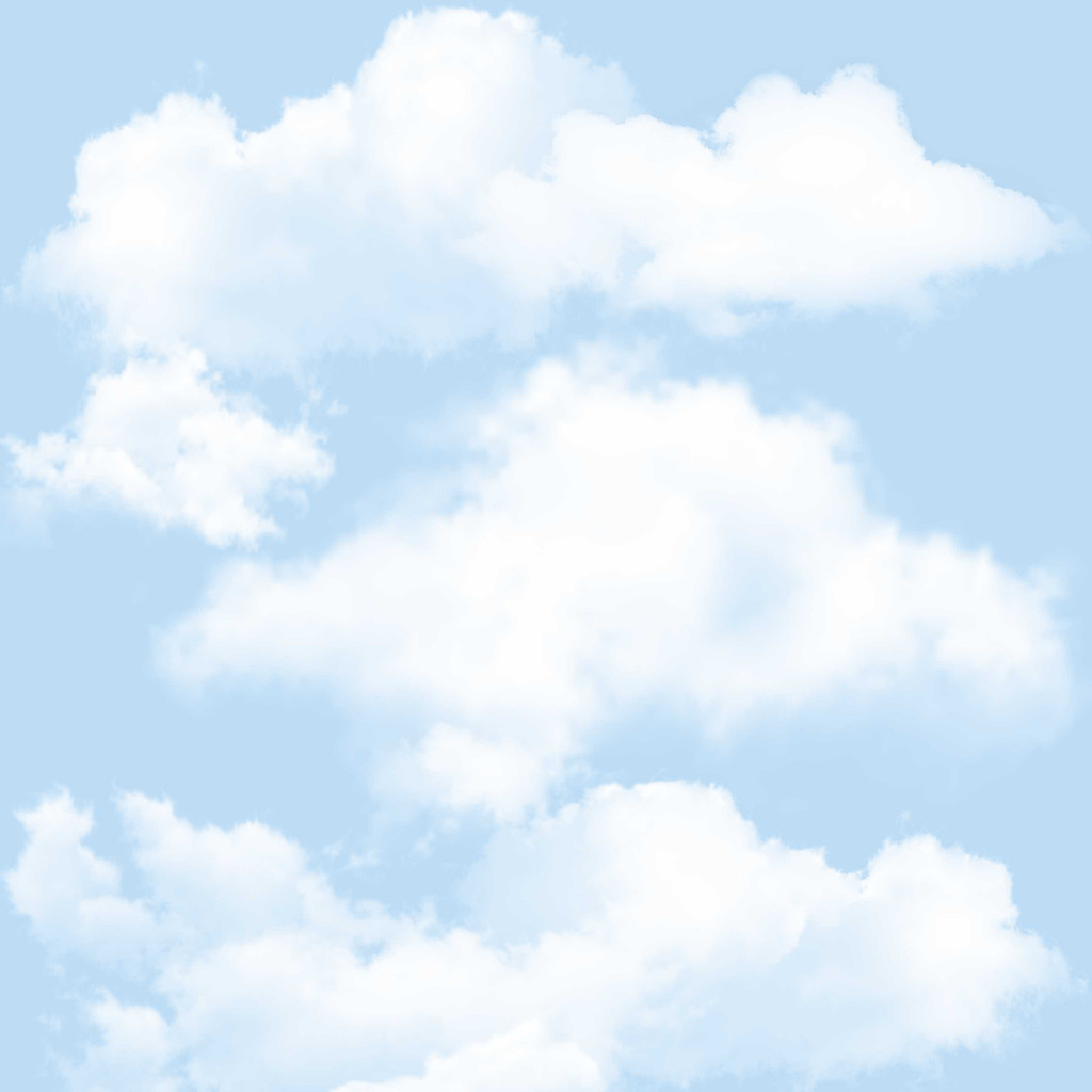 Světle modrá tapeta s bílými mraky, oblaky - Dekoori obrázek 1