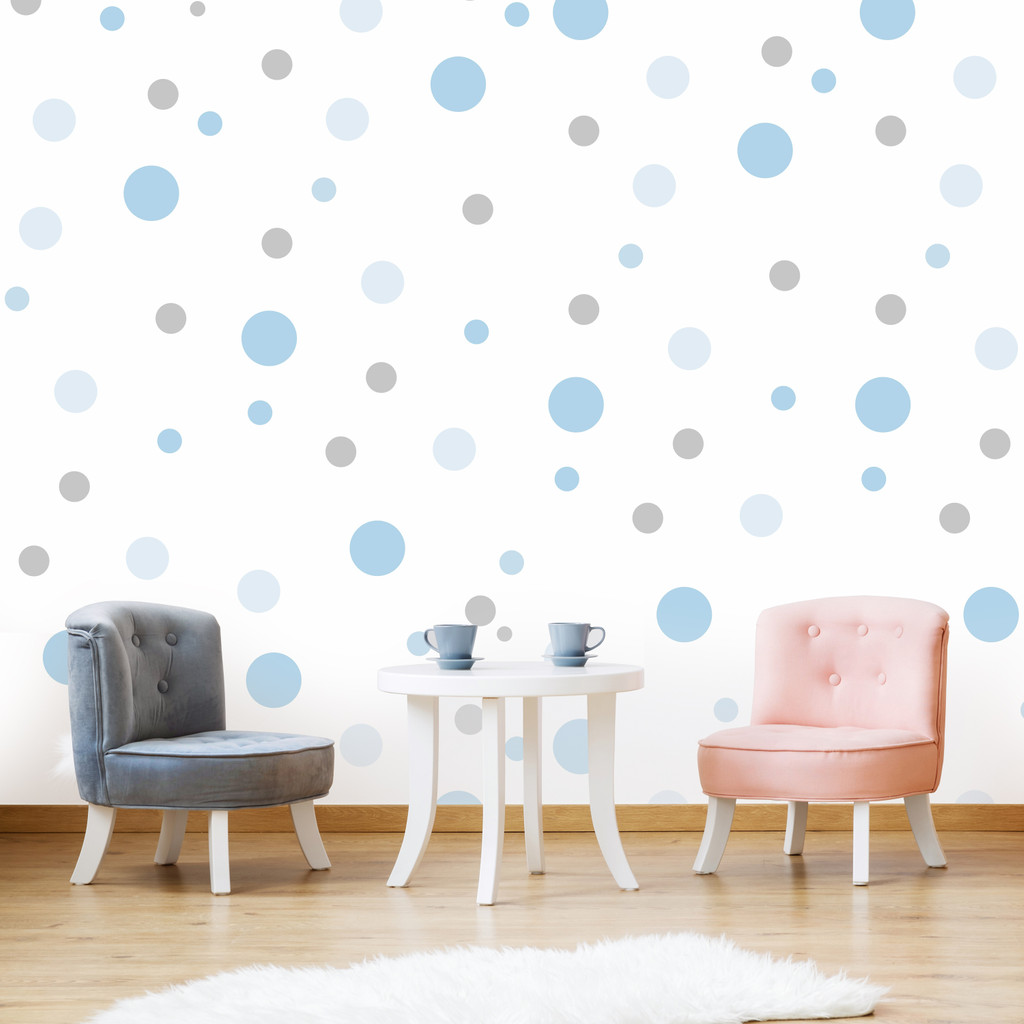 Tapeta s modrými a šedými bublinami v moderním stylu, do obývacího pokoje - Dekoori obrázek 2