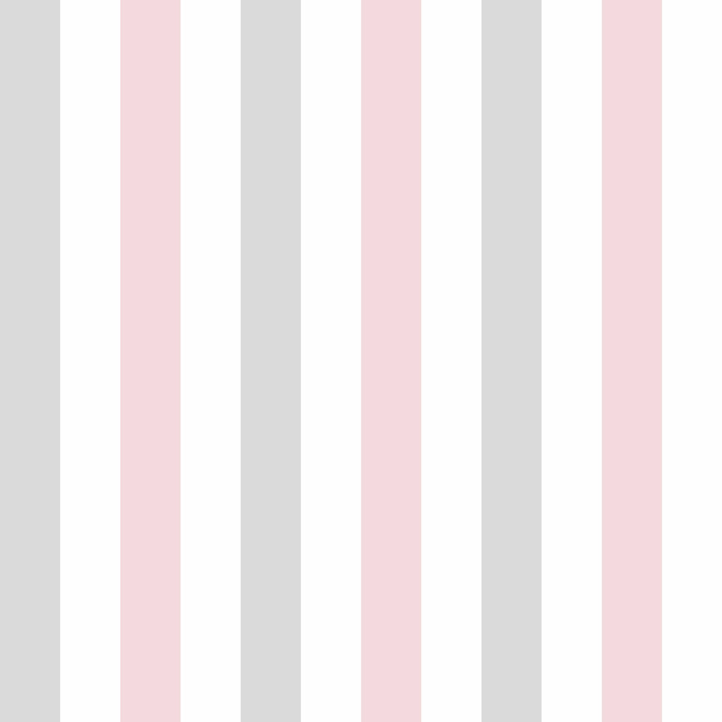 Stylová, bílá tapeta se světle šedými a růžovými svislými pruhy - Dekoori obrázek 1