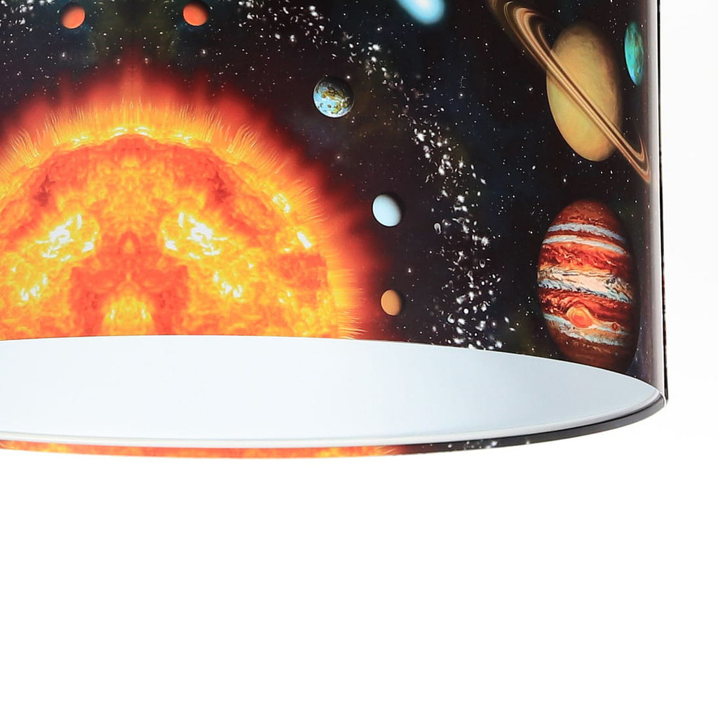 Černá závěsná lampa s latexovým stínidlem s vesmírnou tématikou, válcová KOSMOS - BPS Koncept obrázek 4