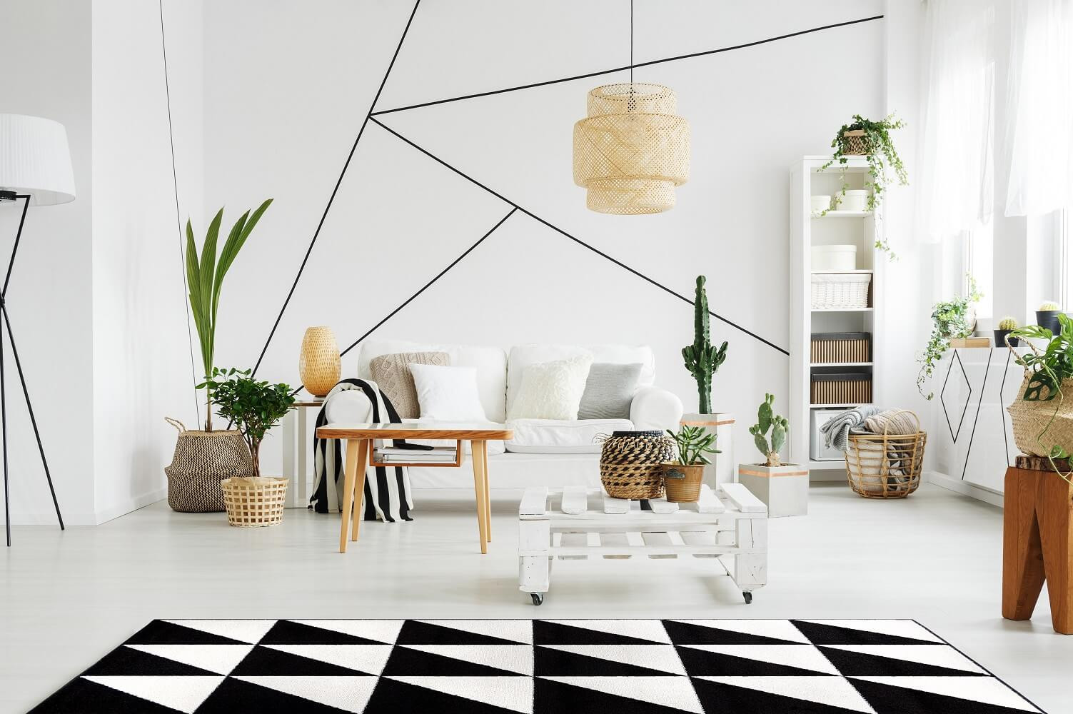 Kontrastní koberec s černými a bílými čtverci, trojúhelníky Brick B&W - Carpetforyou obrázek 2