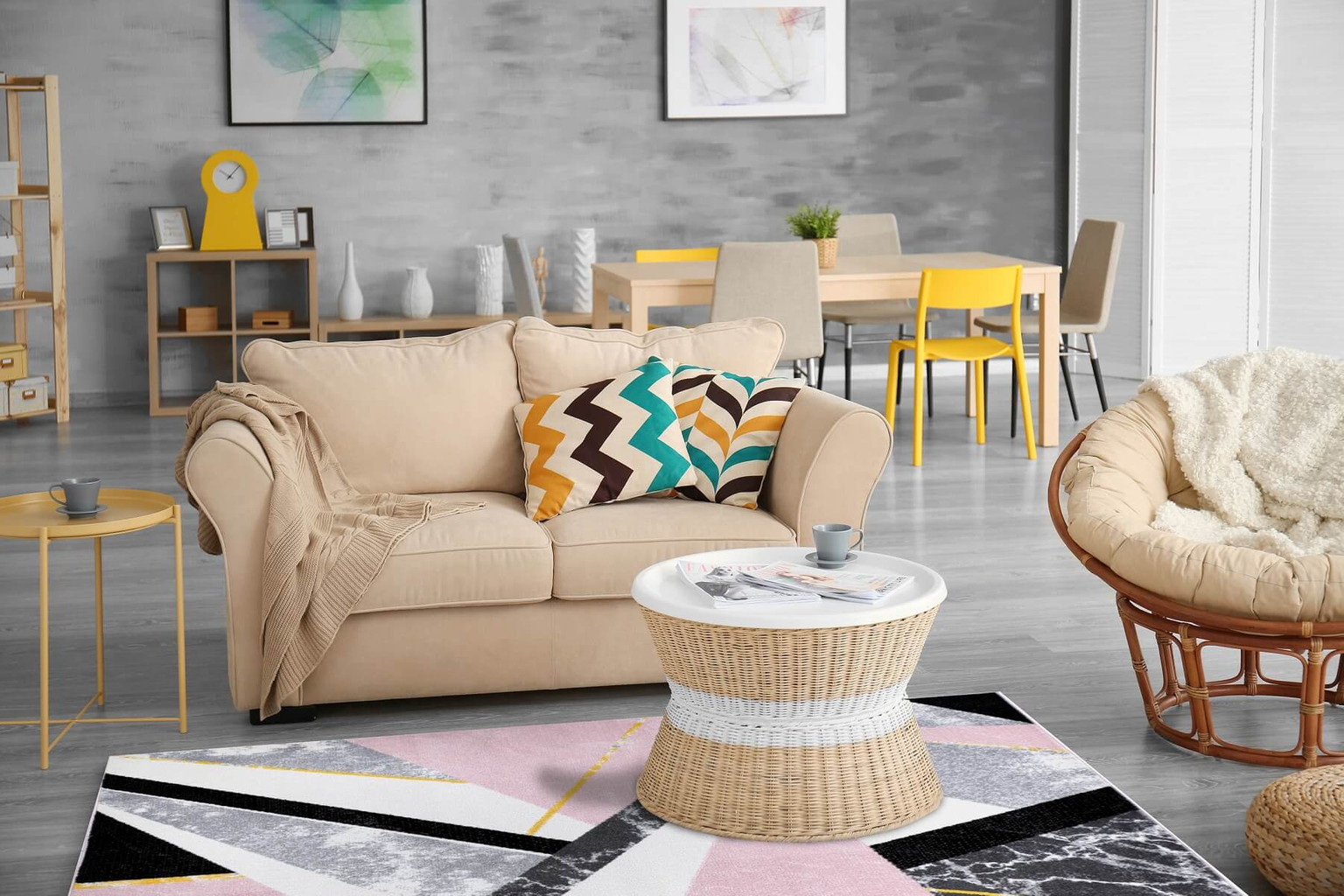Abstraktní geometrický koberec s mramorovým efektem Pink Abstract, moderní styl - Carpetforyou obrázek 4