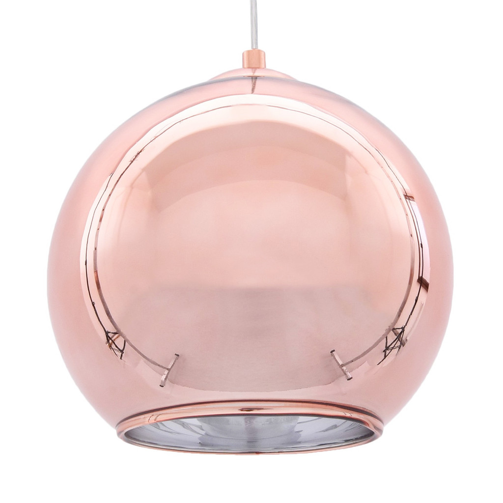 Moderní polokulatá závěsná lampa LOBOS růžové zlato skleněná - Lumina Deco obrázek 1