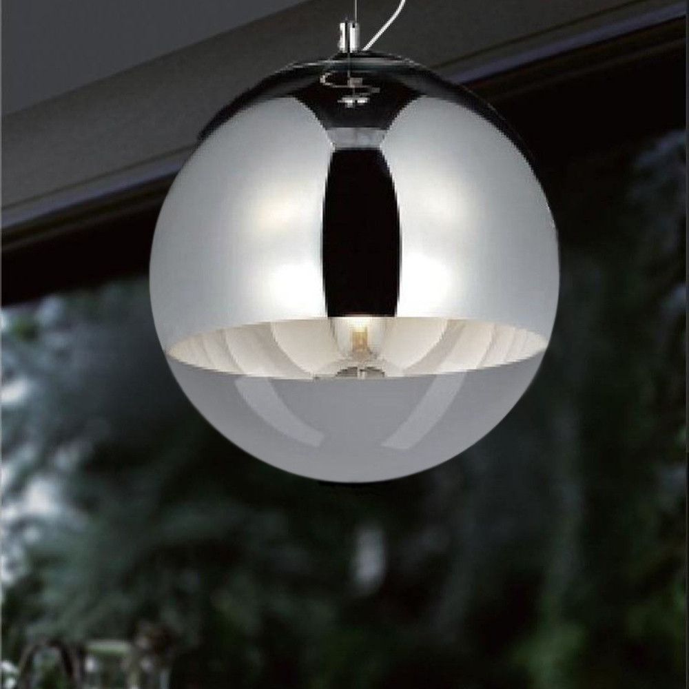 Stříbrné skleněné závěsné svítidlo IBIZA skandinávská průhledná koule - Lumina Deco obrázek 4
