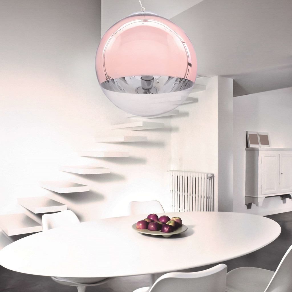 Závěsný lustr IBIZA skleněná koule růžové zlato rose gold transparentní - Lumina Deco obrázek 2