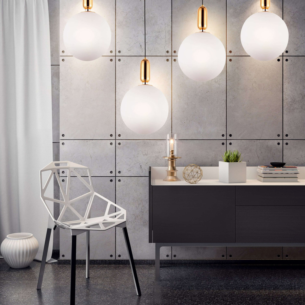 Elegantní moderní kulatá závěsná lampa ORITO ve zlaté barvě - Lumina Deco obrázek 2