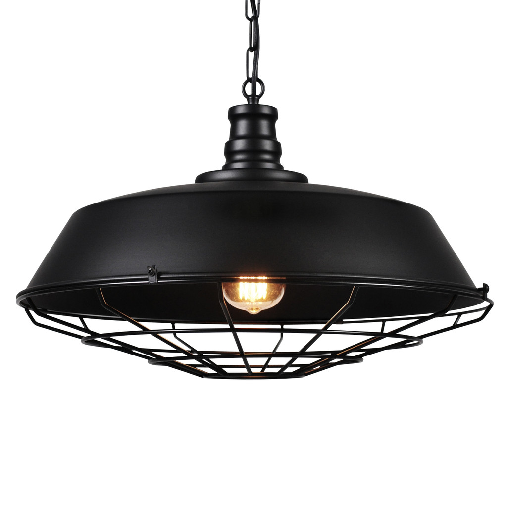 Černá stropní loftová lampa, svítidlo ARIGIO industriální, kovové, drátěná mřížka - Lumina Deco obrázek 1