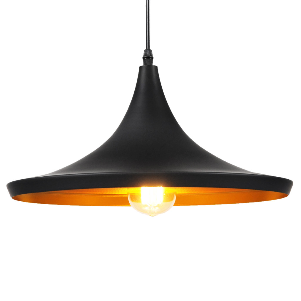 Černé minimalistické stropní svítidlo, závěsná lampa FOGGI 12C zlatý vnitřek, loftová, skandinávská - Lumina Deco obrázek 3