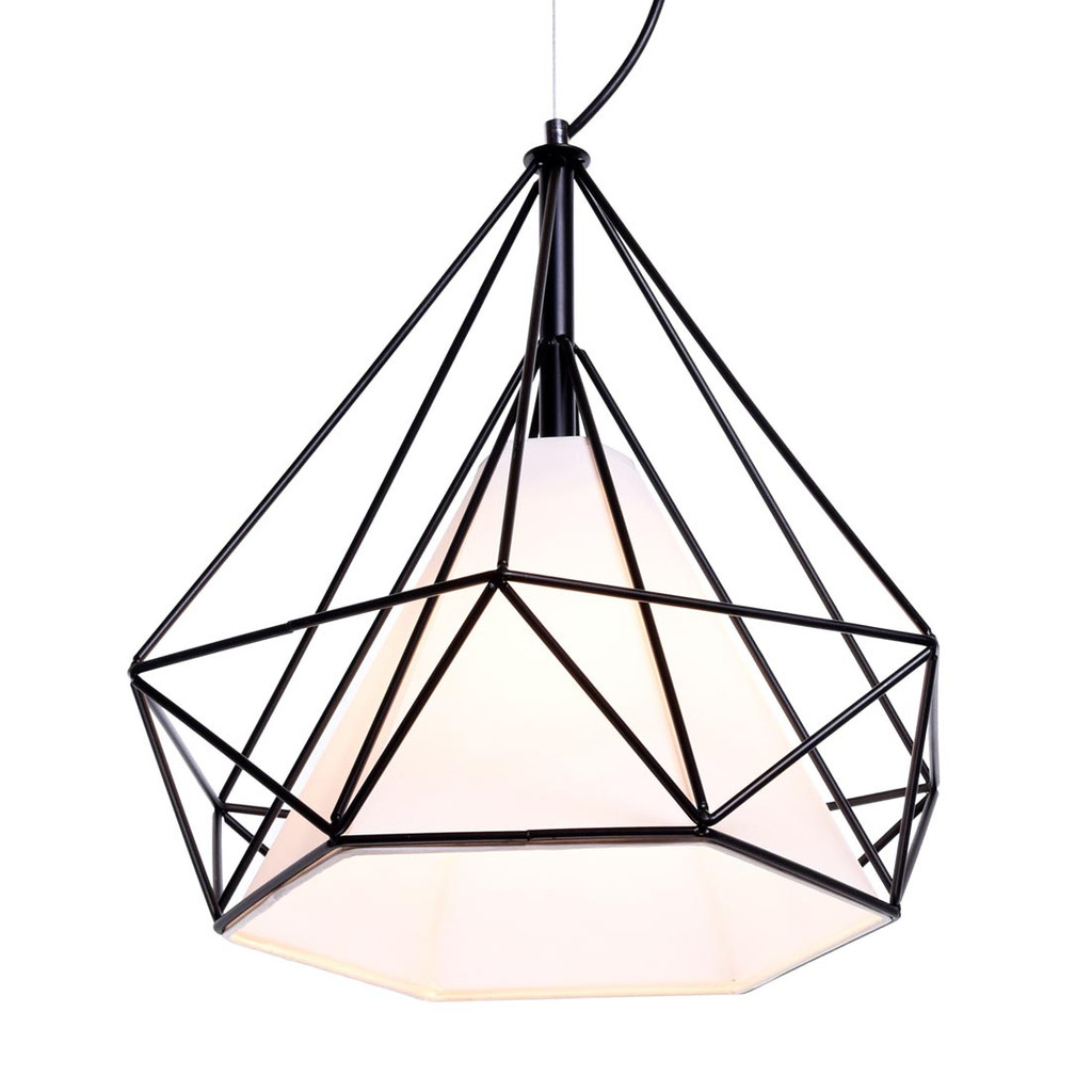 Černá drátěná stropní lampa, lustr, diamant FORTI průmyslová, loftová, skandinávská - Lumina Deco obrázek 3