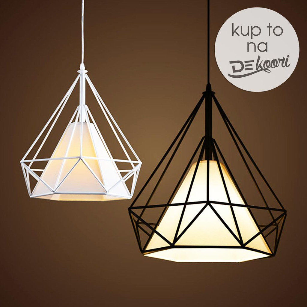 Černá drátěná stropní lampa, lustr, diamant FORTI průmyslová, loftová, skandinávská - Lumina Deco obrázek 2