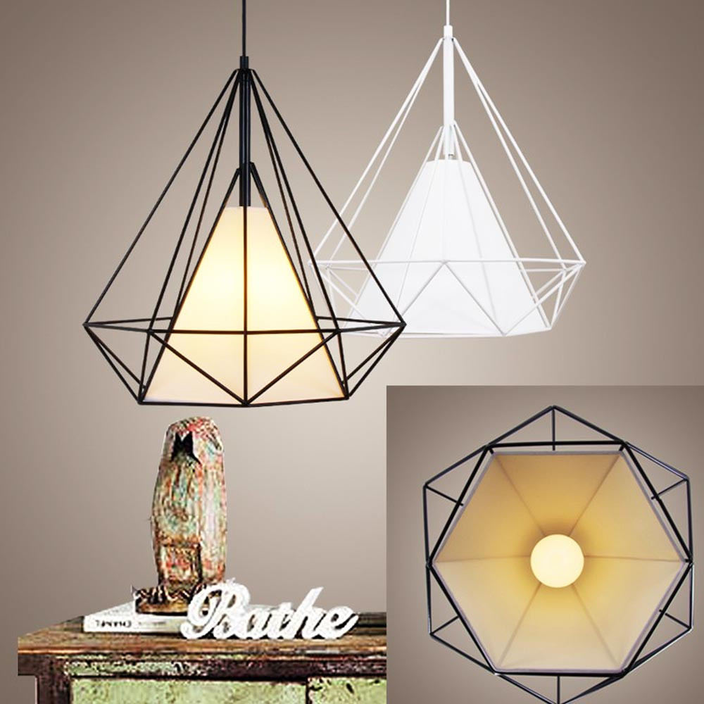 Bílá diamantová závěsná lampa FORTI moderní skandinávská do podkroví - Lumina Deco obrázek 4