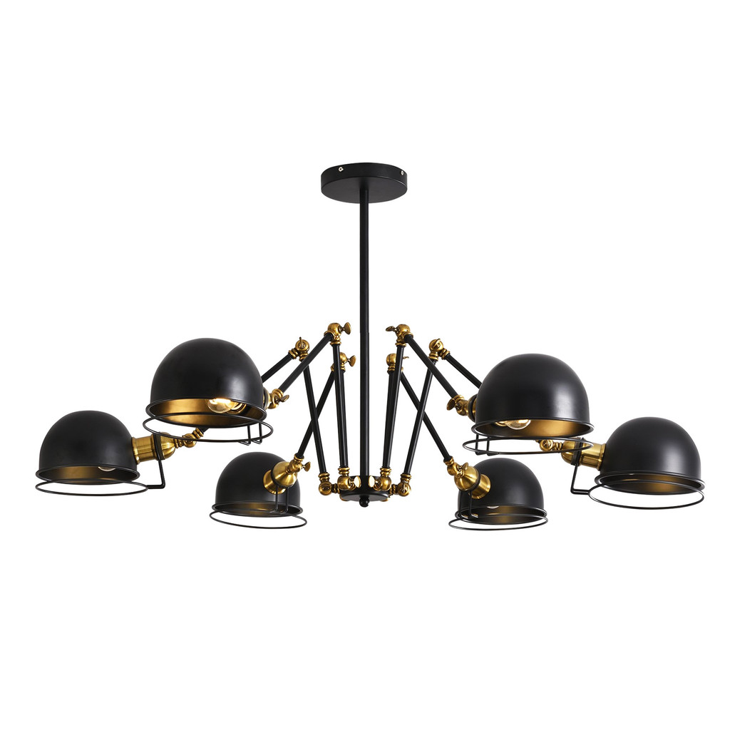 Kovová loftová černá závěsná lampa VALMONTI W6 polokulatá stínidla kopulovitá - Lumina Deco obrázek 1