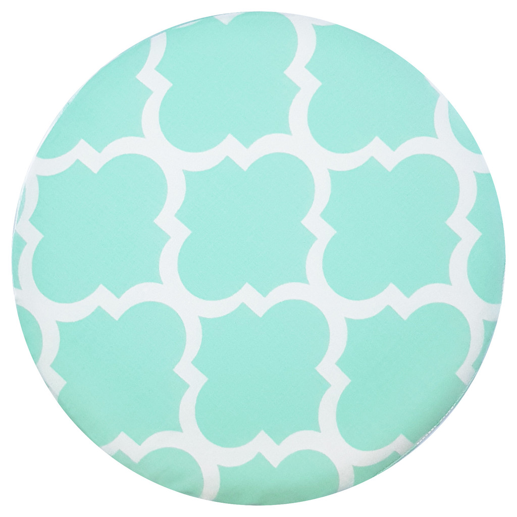 Dekorativní dřevěný mátový pouf, bílý vzor marocký jetel - Lily Pouf obrázek 3