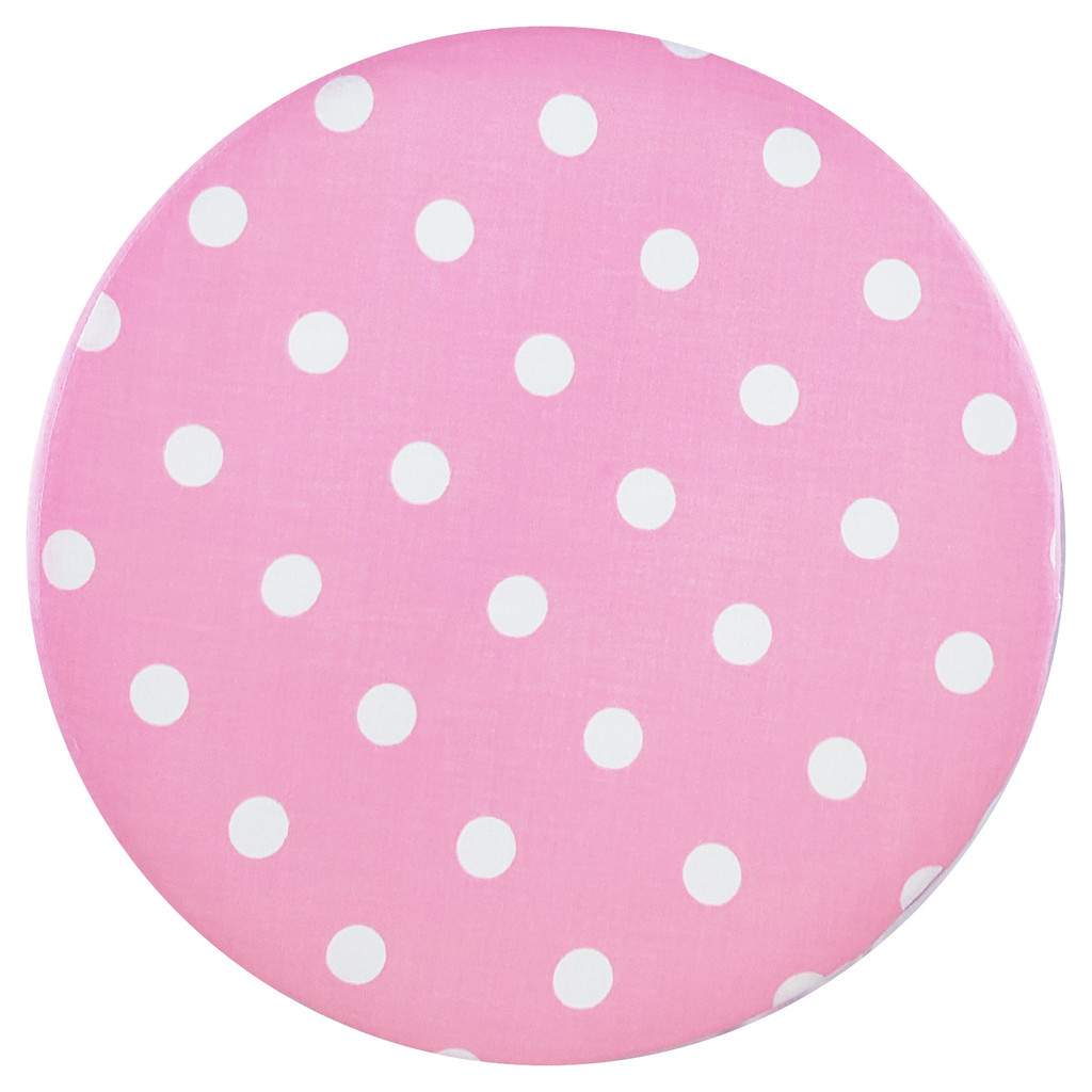 Růžová stolička, retro designový pouf s potahem s bílými tečkami, puntíky - Lily Pouf obrázek 2