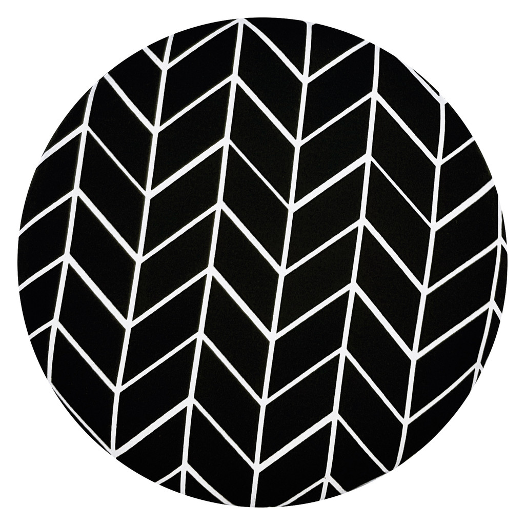 Módní sedací taburet, černobílý vzor rybí kosti v moderním stylu - Lily Pouf obrázek 3