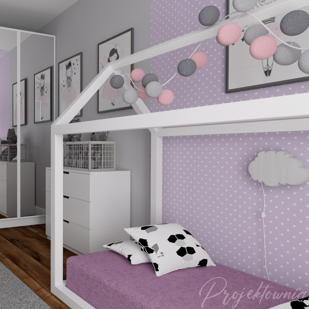 Fialová tapeta s drobnými bílými puntíky, tečkami, polka dot 2 cm - Dekoori obrázek 4
