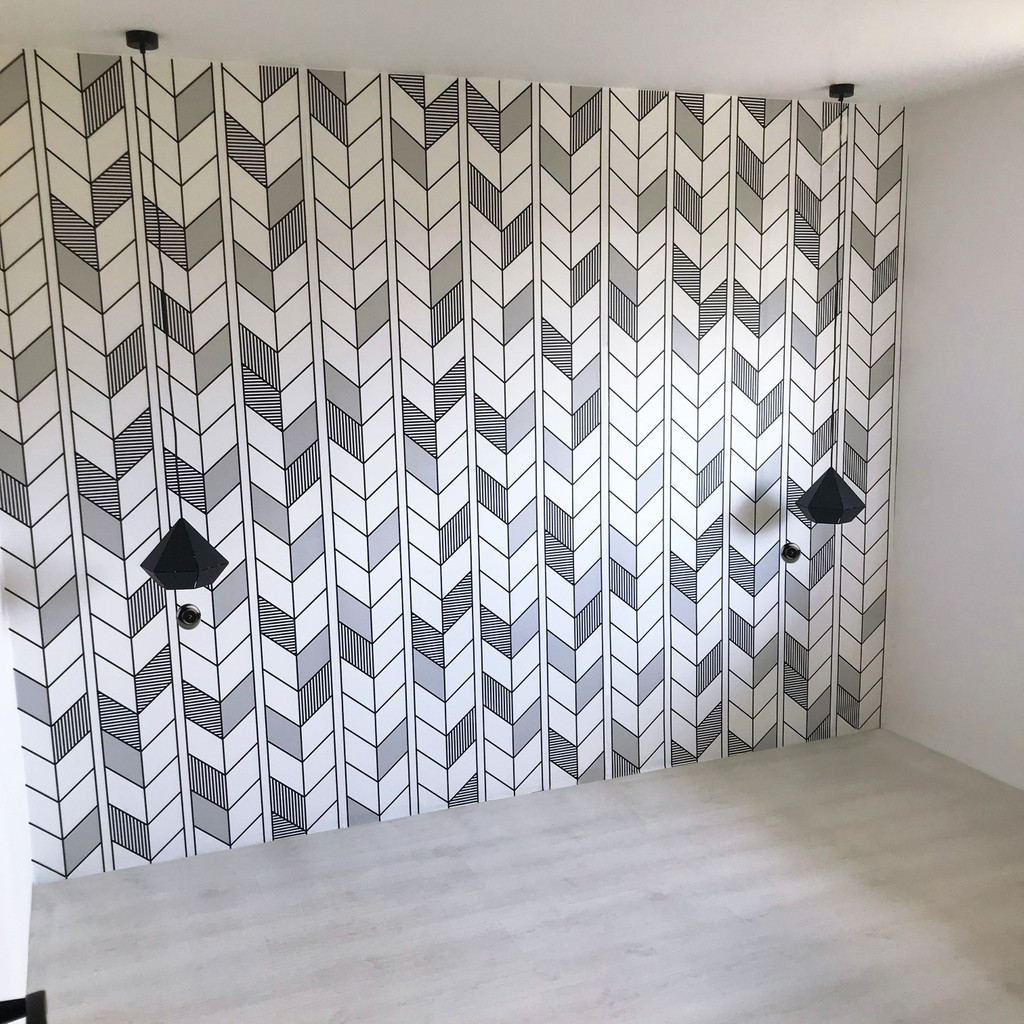 Bílo-černá tapeta se vzorem cik cak, abstraktní, designový obrys - Dekoori obrázek 4