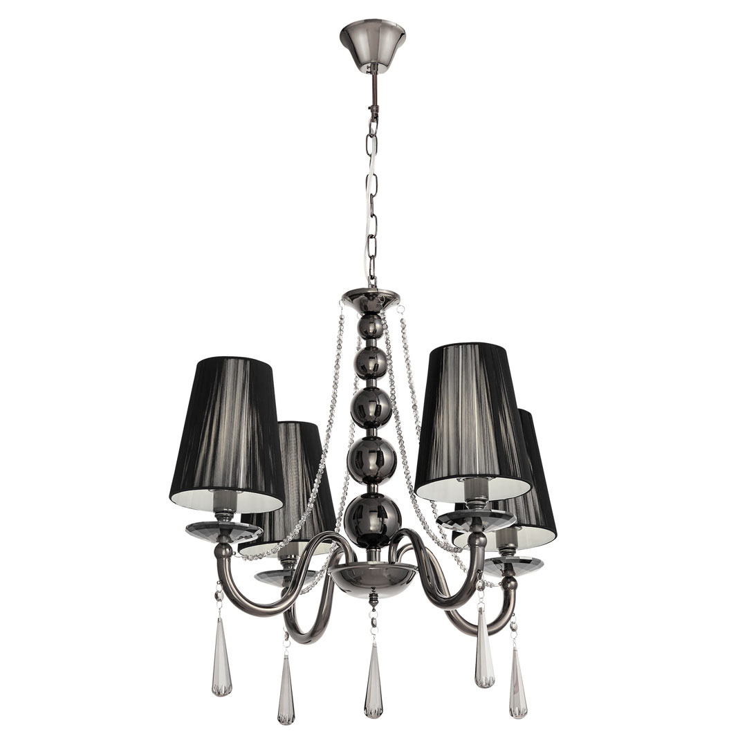 Klasický černý křišťálový lustr FABIONE W4 s nastavitelnou délkou řetízku - Lumina Deco obrázek 2