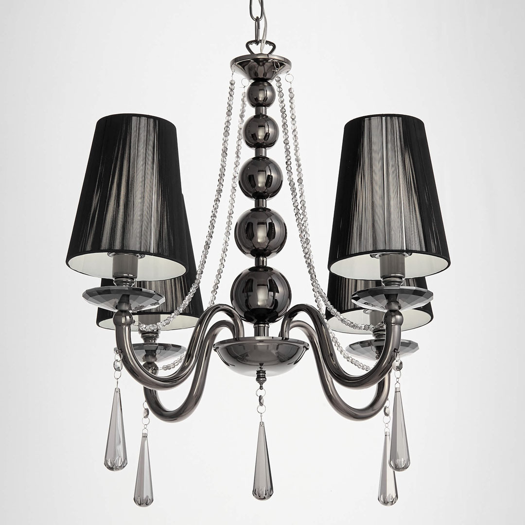 Klasický černý křišťálový lustr FABIONE W4 s nastavitelnou délkou řetízku - Lumina Deco obrázek 3