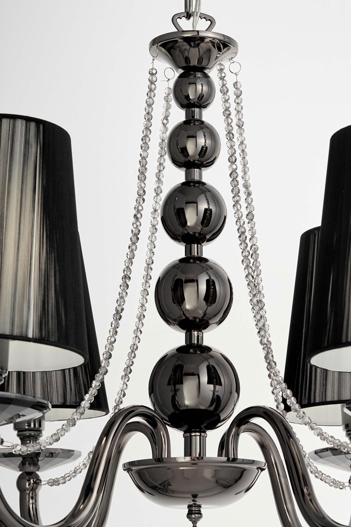 Klasický černý křišťálový lustr FABIONE W4 s nastavitelnou délkou řetízku - Lumina Deco obrázek 4