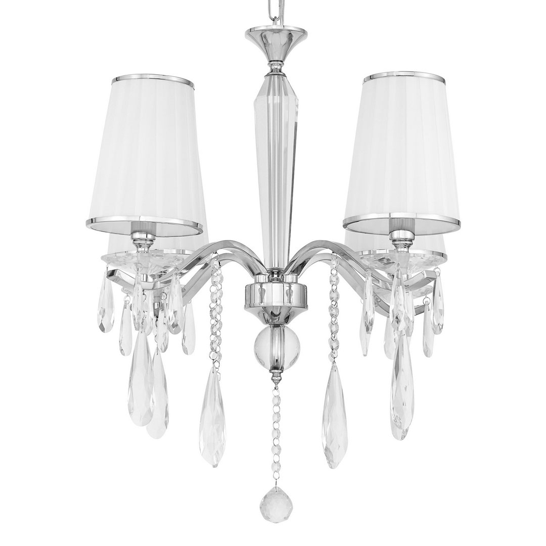 Křišťálový chromovaný lustr ALESSIA W4 bílý, na řetízku, klasický - Lumina Deco obrázek 1