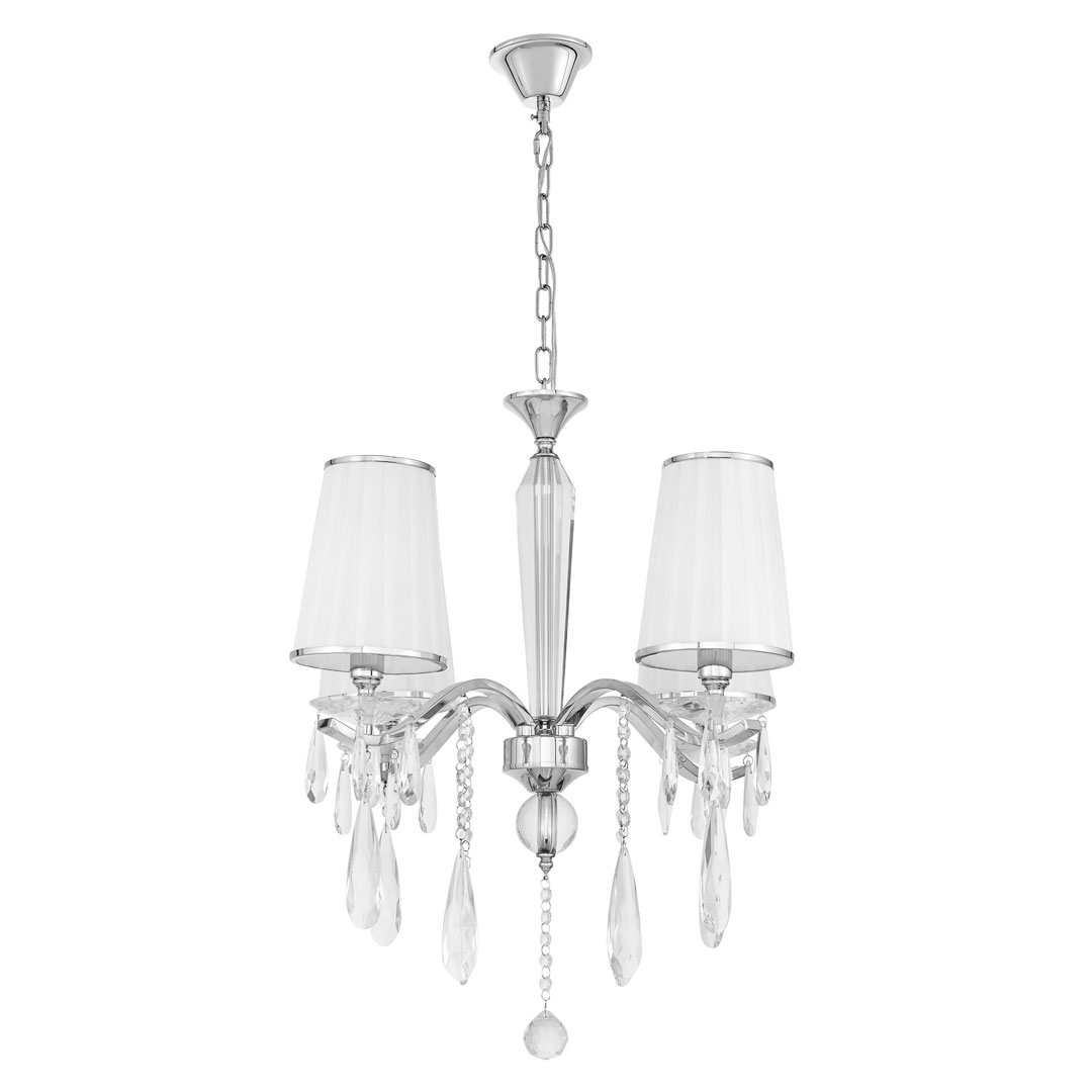 Křišťálový chromovaný lustr ALESSIA W4 bílý, na řetízku, klasický - Lumina Deco obrázek 2