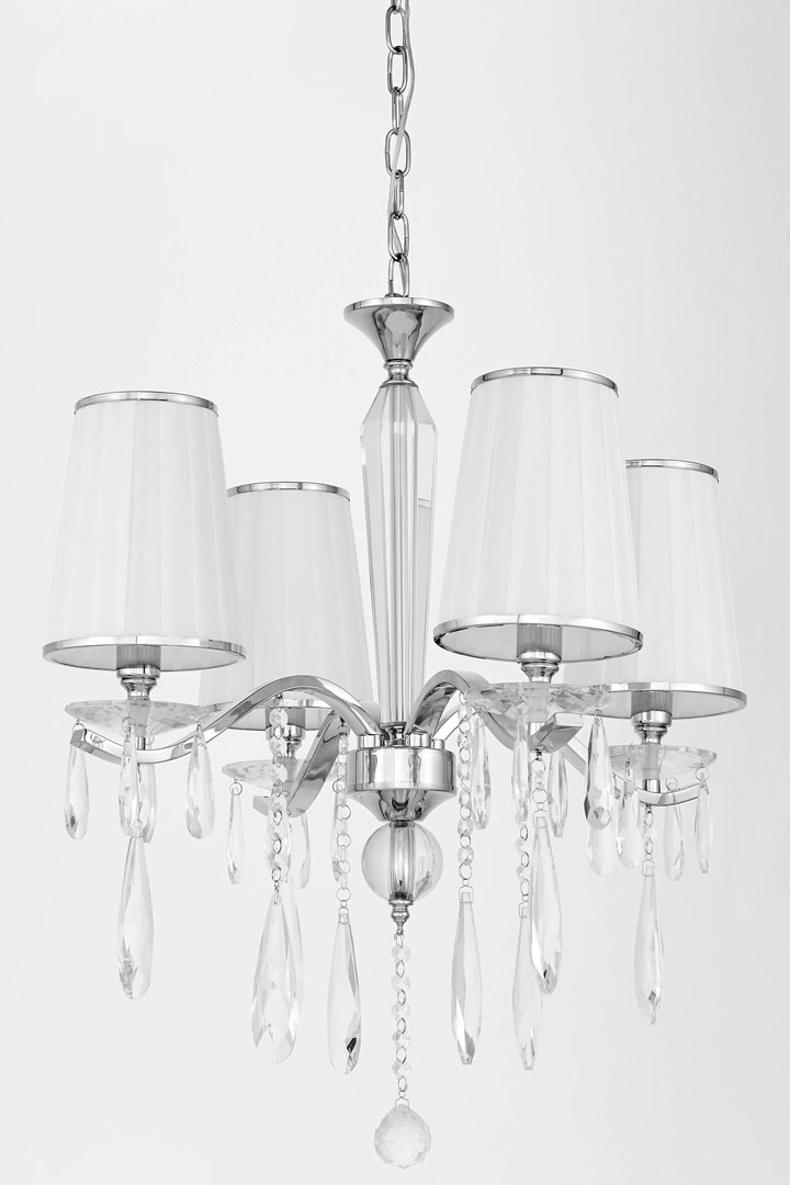 Křišťálový chromovaný lustr ALESSIA W4 bílý, na řetízku, klasický - Lumina Deco obrázek 4