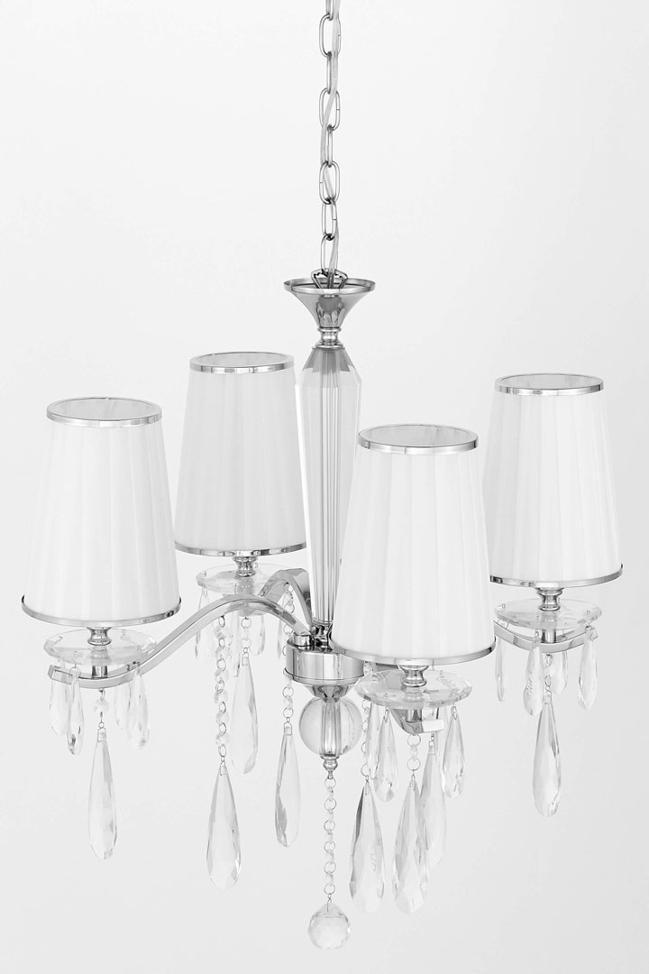 Křišťálový chromovaný lustr ALESSIA W4 bílý, na řetízku, klasický - Lumina Deco obrázek 3