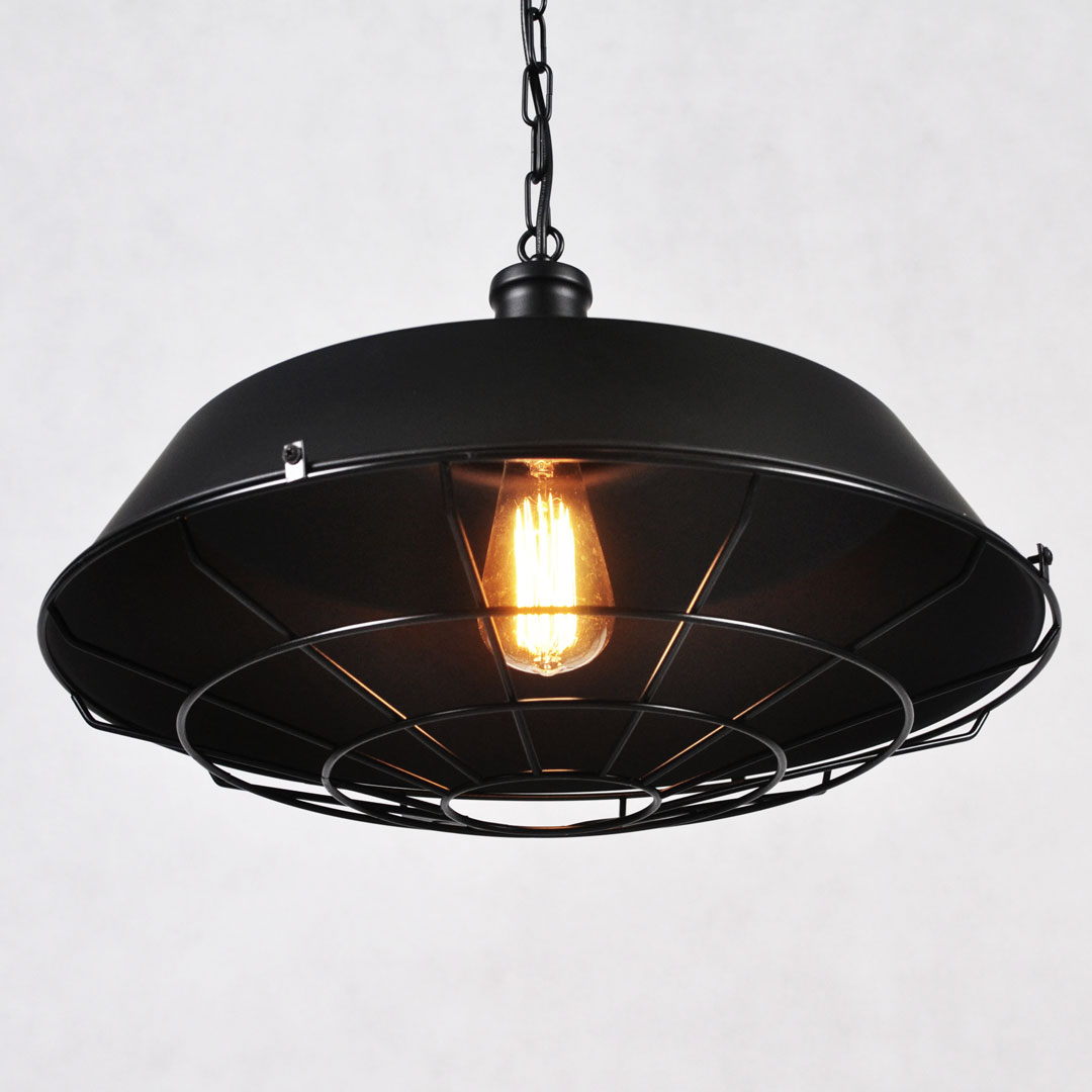 Černá stropní loftová lampa, svítidlo ARIGIO industriální, kovové, drátěná mřížka - Lumina Deco obrázek 3
