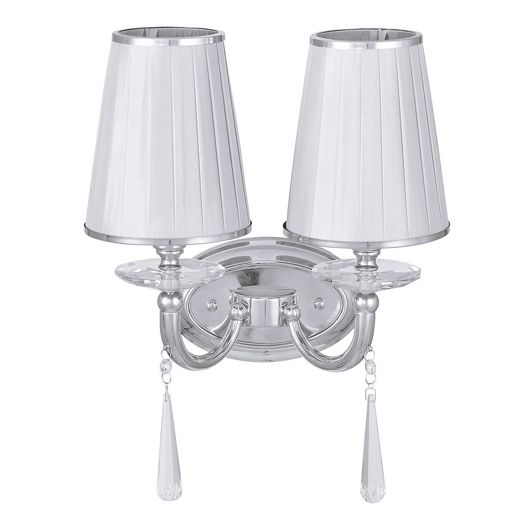 Chromovaná bílá nástěnná lampa FABIONE W2 dvojitá, kovová - Lumina Deco obrázek 1