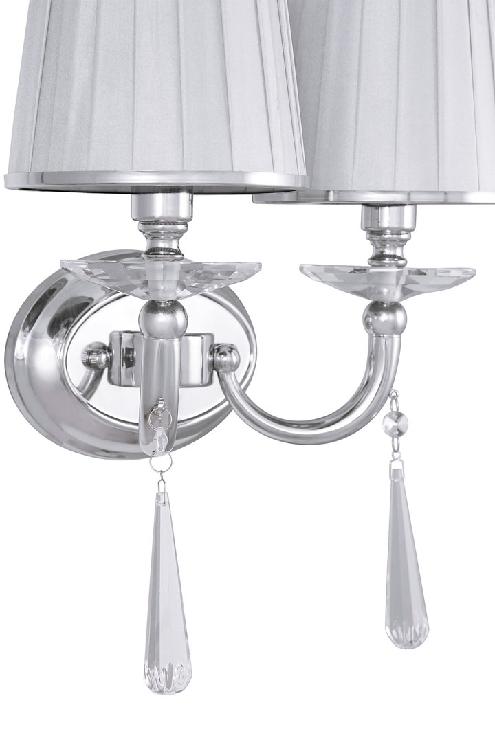 Chromovaná bílá nástěnná lampa FABIONE W2 dvojitá, kovová - Lumina Deco obrázek 3