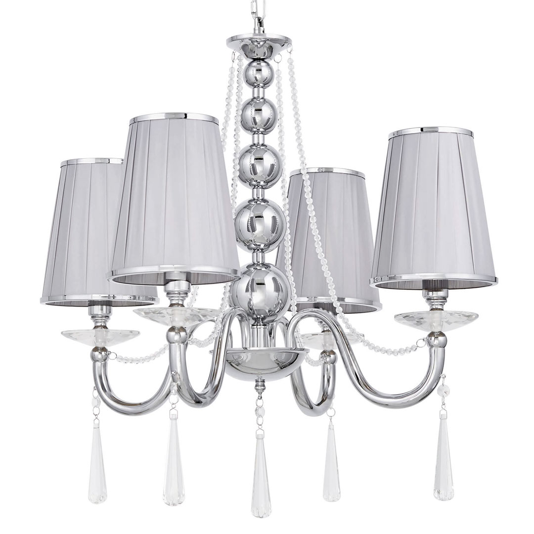 Kovový lustr s křišťálovými ověsy FABIONE W4 chromovaný, klasický, stříbrný - Lumina Deco obrázek 1