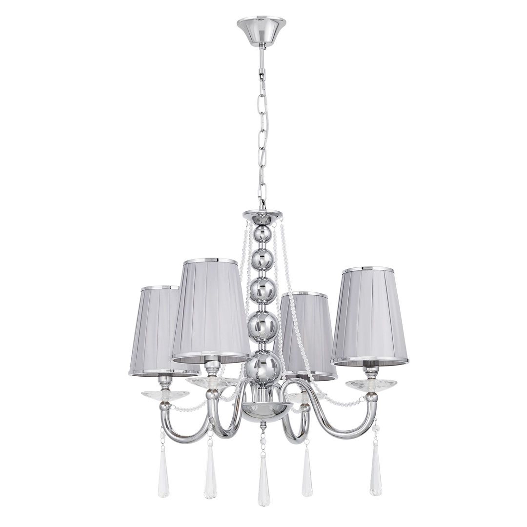 Kovový lustr s křišťálovými ověsy FABIONE W4 chromovaný, klasický, stříbrný - Lumina Deco obrázek 2
