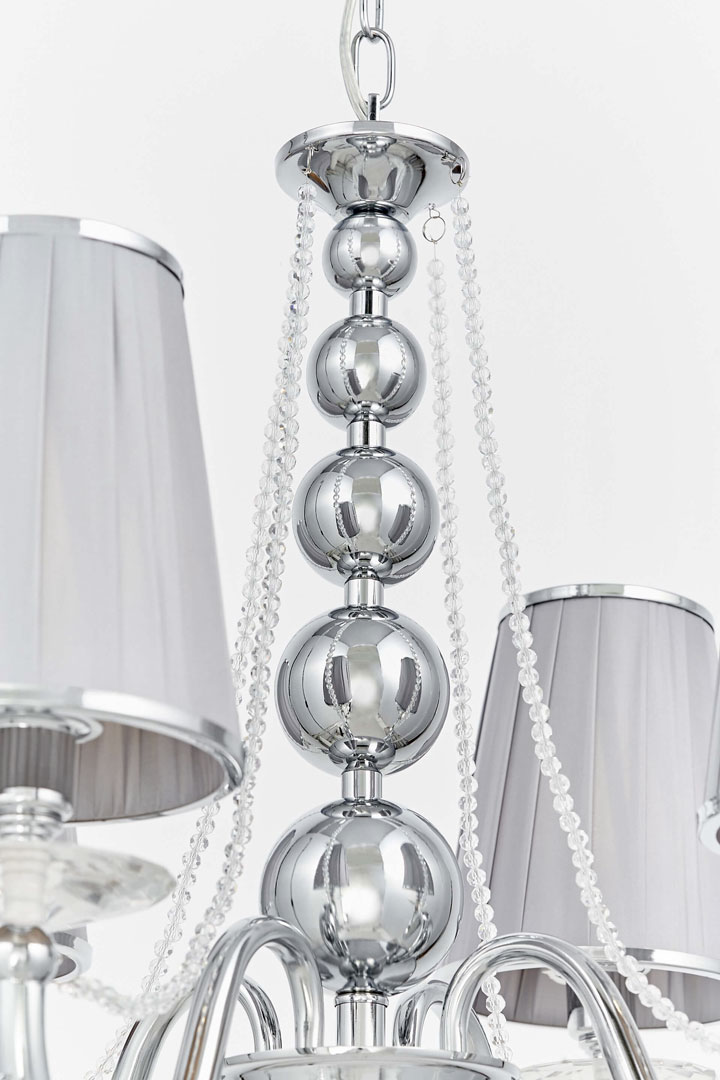 Kovový lustr s křišťálovými ověsy FABIONE W4 chromovaný, klasický, stříbrný - Lumina Deco obrázek 4