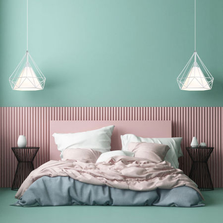 Bílá diamantová závěsná lampa FORTI moderní skandinávská do podkroví