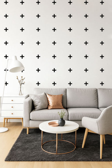 Bílá tapeta + černý křížek (verze bílo-černá)