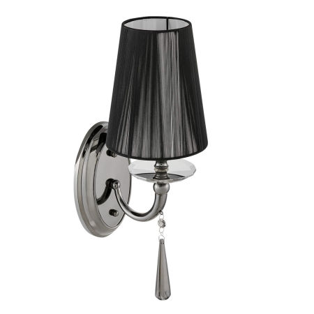 Černá lampička na zeď FABIONE klasické nástěnné svítidlo z křišťálovým ověsem