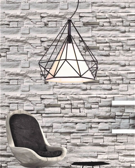 Černá drátěná stropní lampa, lustr, diamant FORTI průmyslová, loftová, skandinávská