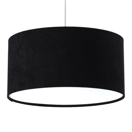 Černo-bílé závěsné svítidlo s velurovým stínidlem ve tvaru válce GLORIA