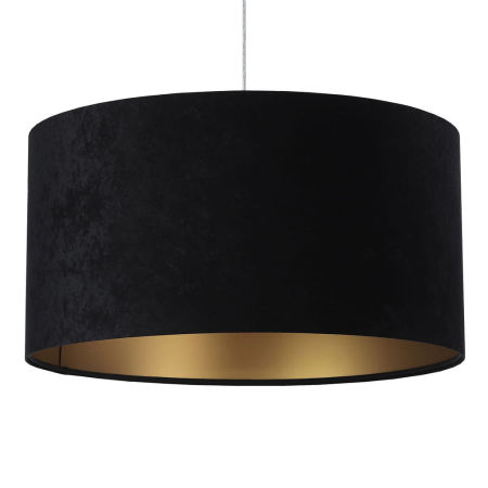 Černá závěsná lampa s válcovým, velurovým stínidlem se zlatým vnitřkem GLORIA