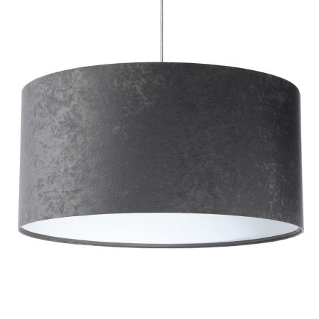 Tmavě šedé závěsné svítidlo s velurovým stínidlem ve tvaru válce s bílým vnitřkem GRAFIT