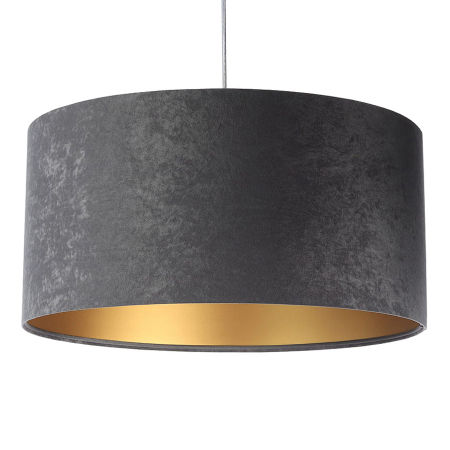 Tmavě šedé svítidlo se stínidlem z veluru ve tvaru válce se zlatým vnitřkem GRAFIT