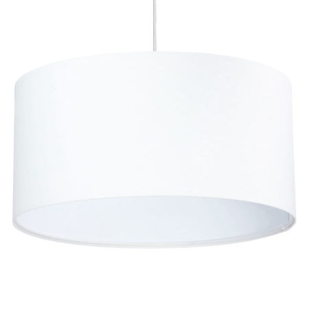 Bílé závěsné svítidlo ve tvaru válce s velurovým stínidlem LILIA